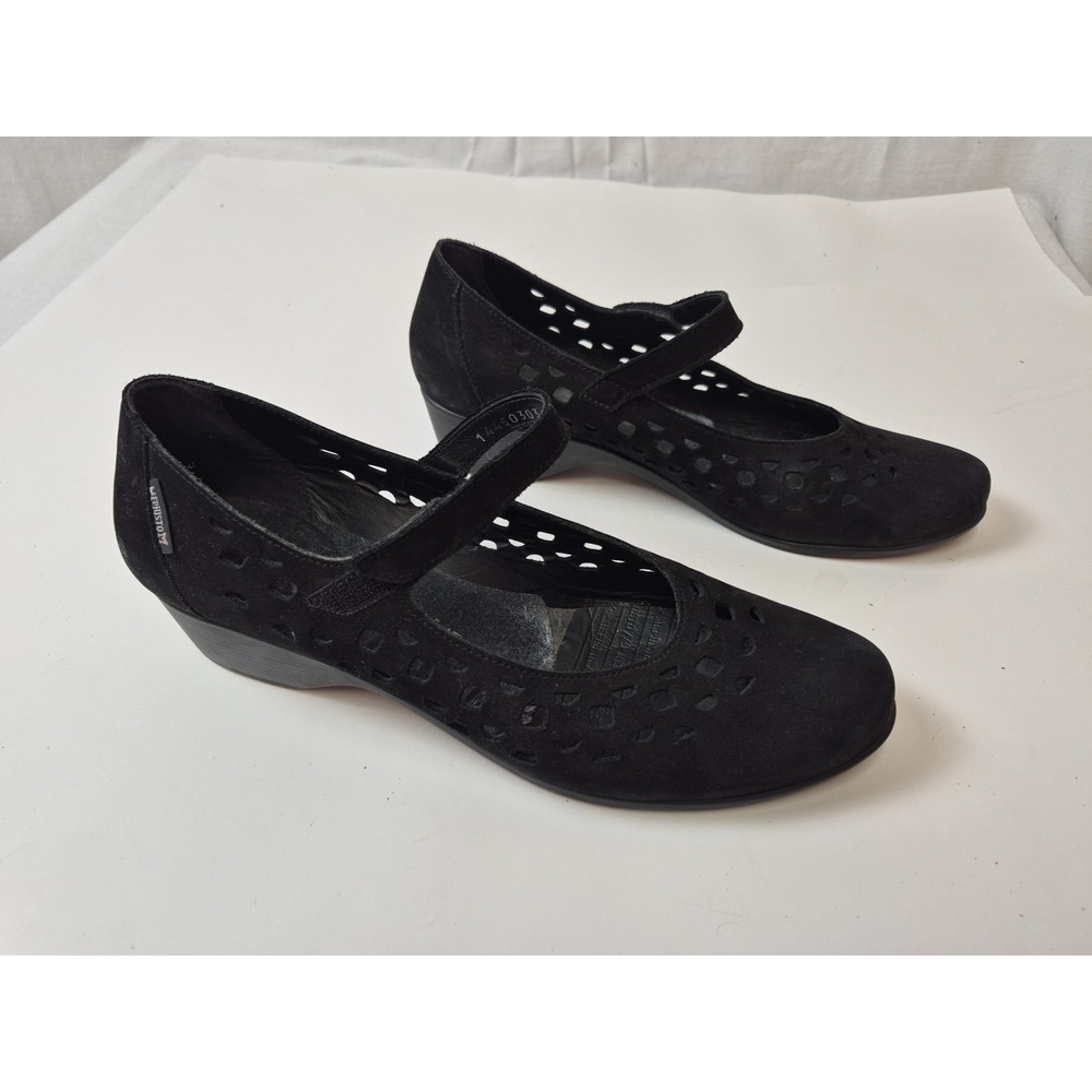 Mephisto Black Suede Mary Jane Shoes Laser Cut US 11 EUR 8.5 Comfort Walking